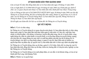 Quyết định 2487/QĐ-UBND năm 2008 chức năng nhiệm vụ Sở Thông tin truyền thông Quảng Ninh