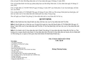 Quyết định 17/2008/QĐ-UBND Quy chế làm việc của Uỷ ban nhân dân tỉnh Yên Bái