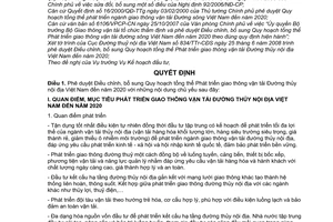 Quyết định 13/2008/QĐ-BGTVT phê duyệt điều chỉnh, bổ sung quy hoạch tổng thể phát triển giao thông vận tải đường thuỷ nội địa Việt Nam đến 2020