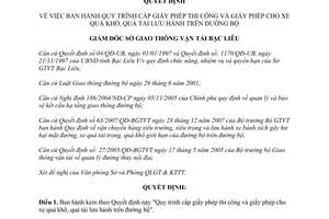 Quyết định 65/QĐ-SGTVT năm 2008 cấp giấy phép thi công giấy phép cho xe quá khổ