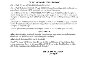 Quyết định 2096/QĐ-UBND năm 2008 chức năng nhiệm vụ Sở Thông tin và Truyền thông