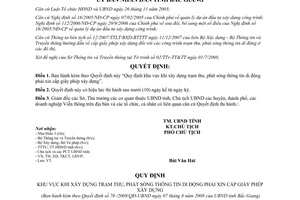 Quyết định 76/2008/QĐ-UBND khu vực xây dựng trạm thu phát sóng thông tin di động