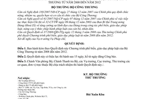Quyết định 26/2008/QĐ-BCT Chương trình phổ biến, giáo dục pháp luật của Bộ Công Thương từ năm 2008 đến năm 2012