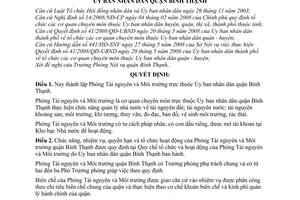 Quyết định 5846/QĐ-UBND thành lập Phòng Tài nguyên và Môi trường - quận Bình Thạnh