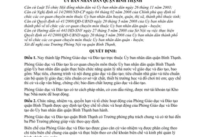 Quyết định 5849/QĐ-UBND thành lập Phòng Giáo dục và Đào tạo - quận Bình Thạnh