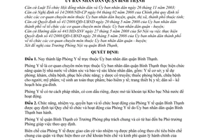 Quyết định 5850/QĐ-UBND thành lập Phòng Y tế - quận Bình Thạnh