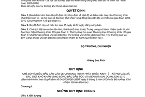 Quyết định 04/2008/QĐ-UBDT quy định về chế độ và biểu mẫu báo cáo chương trình phát triển kinh tế - xã hội các xã đặc biệt khó khăn