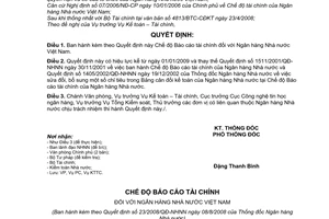 Quyết định 23/2008/QĐ-NHNN Chế độ Báo cáo tài chính đối với Ngân hàng Nhà nước Việt Nam
