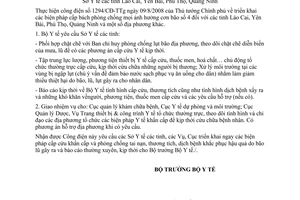 Công điện 5230/CĐ-BYT triển khai biện pháp cấp bách phòng chống ảnh hưởng cơn bão số 4 Lào Cai Yên Bái Phú Thọ Quảng Ninh địa phương khác