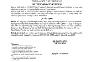 Quyết định 27/2008/QĐ-BCT bổ sung danh mục hàng tiêu dùng để phục vụ việc xác định thời hạn nộp thuế nhập khẩu