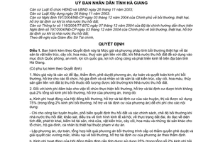 Quyết định 2568/2008/QĐ-UBND mức giá tính bồi thường tài sản là vật kiến trúc,cây cối,hoa màu,thuỷ sản gắn liền với đất khi thu hồi đất, tỉnh Hà Giang