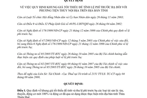 Quyết định 1820/QĐ-UBND khung giá tối thiểu tính lệ phí trước bạ phương tiện thủy nội địa Thừa Thiên Huế