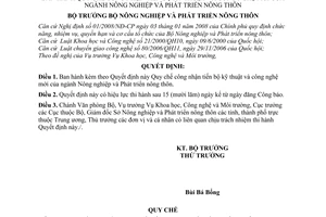 Quyết định 86/2008/QĐ-BNN Quy chế công nhận tiến bộ kỹ thuật và công nghệ mới của ngành Nông nghiệp và Phát triển nông thôn