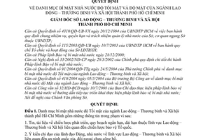 Quyết định 4518/QĐ-LĐTBXH danh mục bí mật nhà nước độ Tối mật của ngành Lao động – Thương binh và Xã hội thành phố Hồ Chí Minh