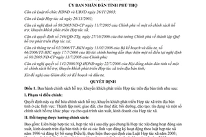 Quyết định 2277/2008/QĐ-UBND hỗ trợ khuyến khích phát triển hợp tác xã Phú Thọ