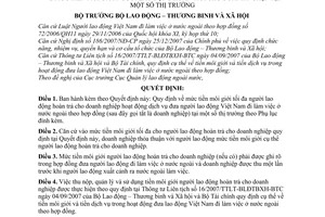 Quyết định 61/2008/QĐ-BLĐTBXH mức tiền môi giới người lao động hoàn trả cho doanh nghệp tại thị trường