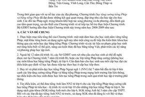 Công văn 7985/BGDĐT-GDTrH HD thực hiện CT dạy TC tiếng Pháp và bằng tiếng Pháp năm học 2008-2009