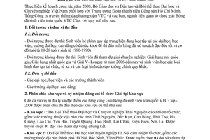 Công văn  36/HTT Tổ chức giải Bóng đá sinh viên toàn quốc VTC Cúp