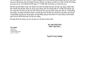 Công văn 10430/BTC-ĐT tạm ứng, tạm thanh toán tiền bù chênh lệch giá vật liệu xây dựng