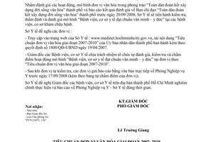 Công văn  5166/SYT-NVY đánh giá hoạt động mô hình Bệnh viện Văn minh - Y đức tại các cơ sở Y tế