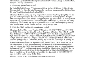 Công văn  3417/TCT-KK  hoàn thuế giá trị gia tăng của Công ty cổ phần Hải Nam