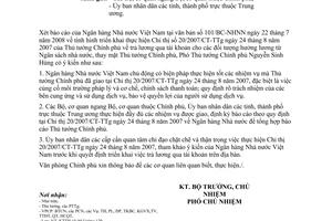 Công văn  5977/VPCP-KTTH thực hiện CT 20/2007/CT-TTg  trả lương qua tài khoản