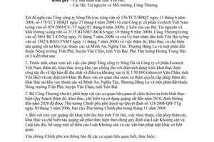 Công văn  5997/VPCP-KTN thăm dò, khai thác và chế biến sâu quặng sắt tại huyện Văn Chấn, tỉnh Yên Bái