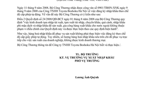 Công văn 8195/BCT-XNK thực hiện Quyết định số 24/2008/QĐ-BCT