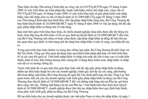 Công văn  8237/BCT-XNK cấp phép nhập khẩu tự động theo QĐ 24/2008/QĐ-BCT