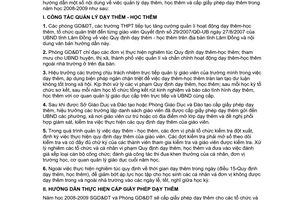 Công văn 1195/SGD&ĐT-GDTrH hướng dẫn dạy học thêm cấp giấy phép dạy thêm