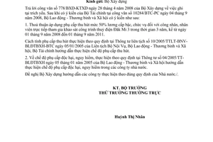 Công văn 3283/LĐTBXH-LĐTL Chế độ phụ cấp thu hút và phụ cấp độc hại, nguy hiểm đối với công tác khảo sát dự án thuỷ điện Đăk Mi 3