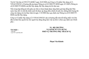 Công văn  188/BXD-KTXD Hướng dẫn thực hiện TT 03/2005/TT-BXD