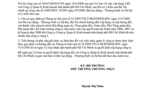 Công văn  3328/LĐTBXH-LĐTL Xếp hạng 1 của Công ty Quản lý Kinh doanh nhà  Hồ Chí Minh