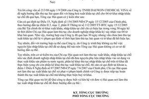 Công văn  4683/TCHQ-GSQL thủ tục xuất khẩu tại chỗ đối với tờ khai quá hạn