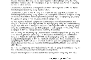 Công văn  3537/TCT-CS  thuế suất thuế GTGT đối với quặng sắt đã qua chế biến xuất khẩu