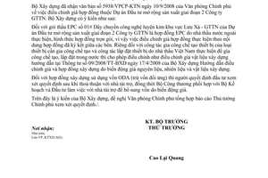 Công văn  1924/BXD-KTXD Điều chỉnh giá hợp đồng thuộc Dự án cải tạo Gang thép Thái nguyên giai đoạn 2