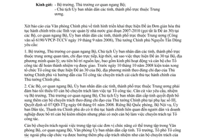 Công văn  6279/VPCP-TCCV thông báo ý kiến chỉ đạo của TTgCP  thực hiện Đề án 30  các Bộ, cơ quan ngang Bộ, UBND cấp tỉnh