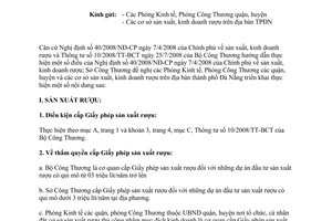 Công văn 890/SCT-QLTM cấp Giấy phép sản xuất kinh doanh rượu