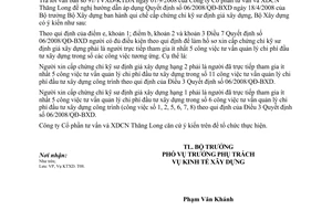 Công văn  199/BXD-KTXD Hướng dẫn áp dụng QĐ 06/2008/QĐ-BXD cấp chứng chỉ kỹ sư định giá xây dựng