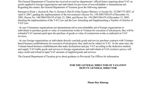 Official Dispatch No. 3307/TCT-CS, on Value-added tax (VAT) on goods supplied