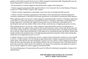 Official Dispatch No. 3544/TCT-CS, on goods and services supplied for vehicles