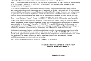 Official Dispatch No. 3651/TCT-CS, on Invoices for goods for sale promotion