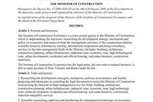 Decision No. 1089/QD-BXD, on the regulating the functions, tasks, powers