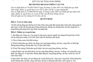 Quyết định 2674/QĐ-BGTVT quy định chức năng, nhiệm vụ, quyền hạn và bộ máy tổ chức của Vụ Kết cấu hạ tầng giao thông