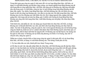 Chỉ thị 26/2008/CT-TTg tiếp tục tăng cường công tác quản lý nhà nước hoạt động khai thác chế biến, sử dụng xuất khẩu khoáng sản