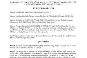 Quyết định 28/2008/QĐ-UBND cơ cấu tổ chức Sở Văn hóa Thể thao Du lịch Hà Tĩnh