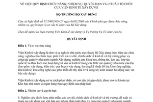 Quyết định 1089/QĐ-BXD chức năng, nhiệm vụ, quyền hạn và cơ cấu tổ chức