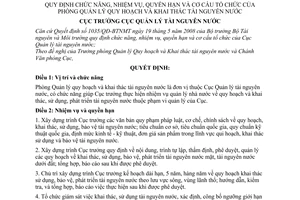 Quyết định 79/QĐ-TNN quy định chức năng, nhiệm vụ, quyền hạn và cơ cấu tổ chức của Phòng Quản lý quy hoạch và Khai thác tài nguyên nước