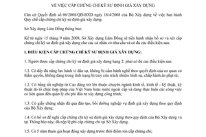 Công văn 794/SXD-KTKH cấp chứng chỉ kỹ sư định giá xây dựng