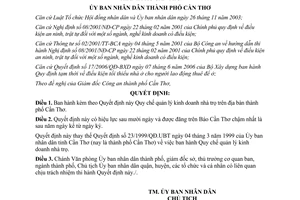 Quyết định 75/2008/QĐ-UBND quản lý kinh doanh nhà trọ Cần Thơ